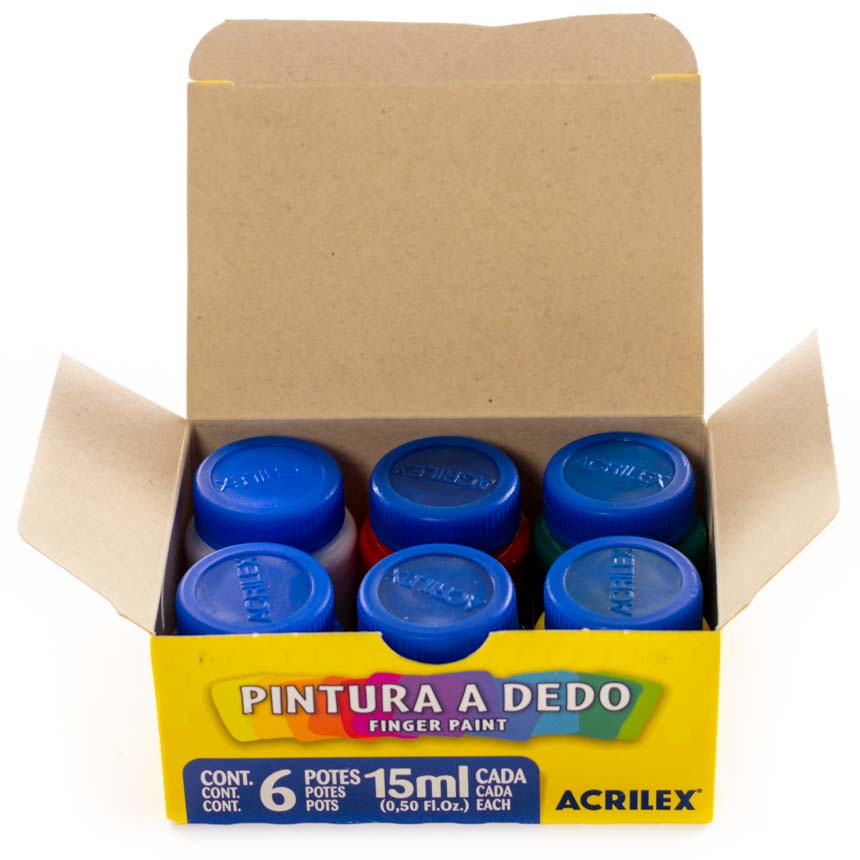 Caja de Pinturas al Dedo, para Dedos, Set de 6 Frascos Acrilex