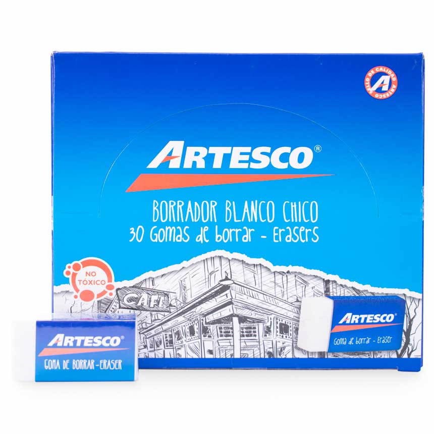 Borrador Blanco Pequeño Artesco de 30 Unidades