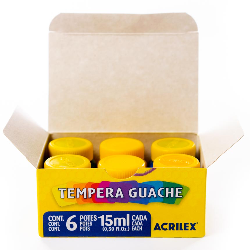 Tempera Guache ACRILEX 6 colores de 15 ml