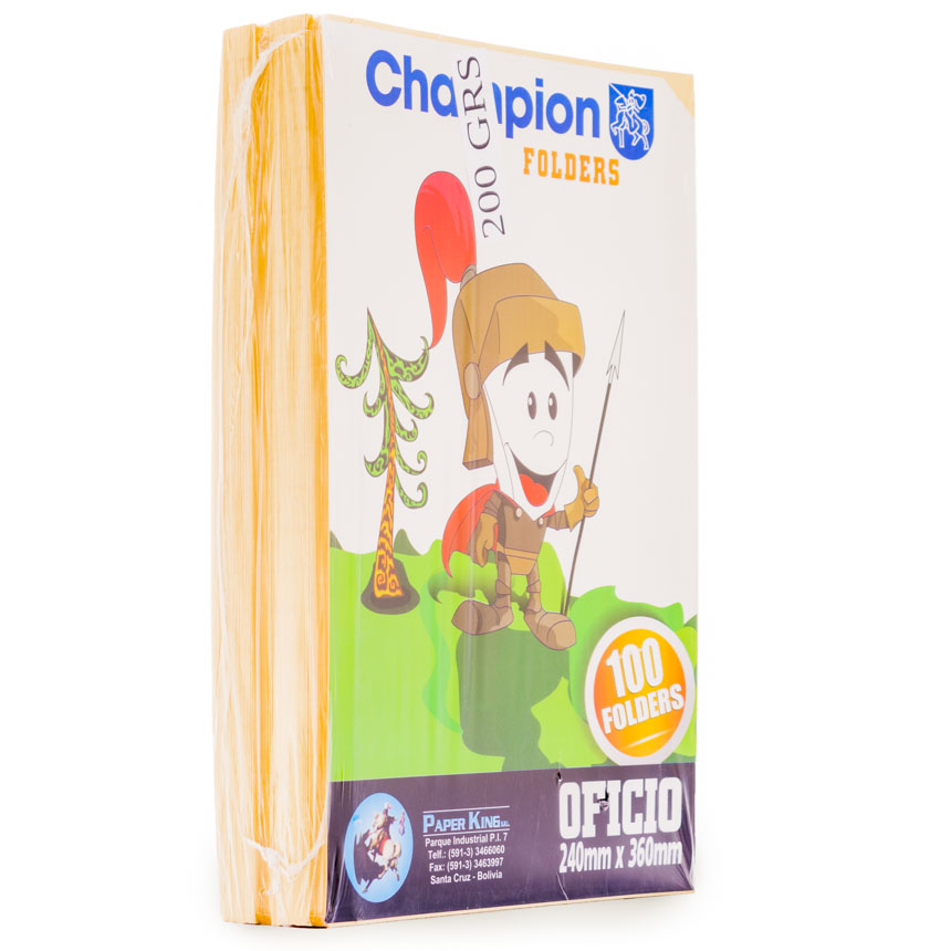 Folder Amarillo Champion Paper King Oficio 200gr. 100PCS