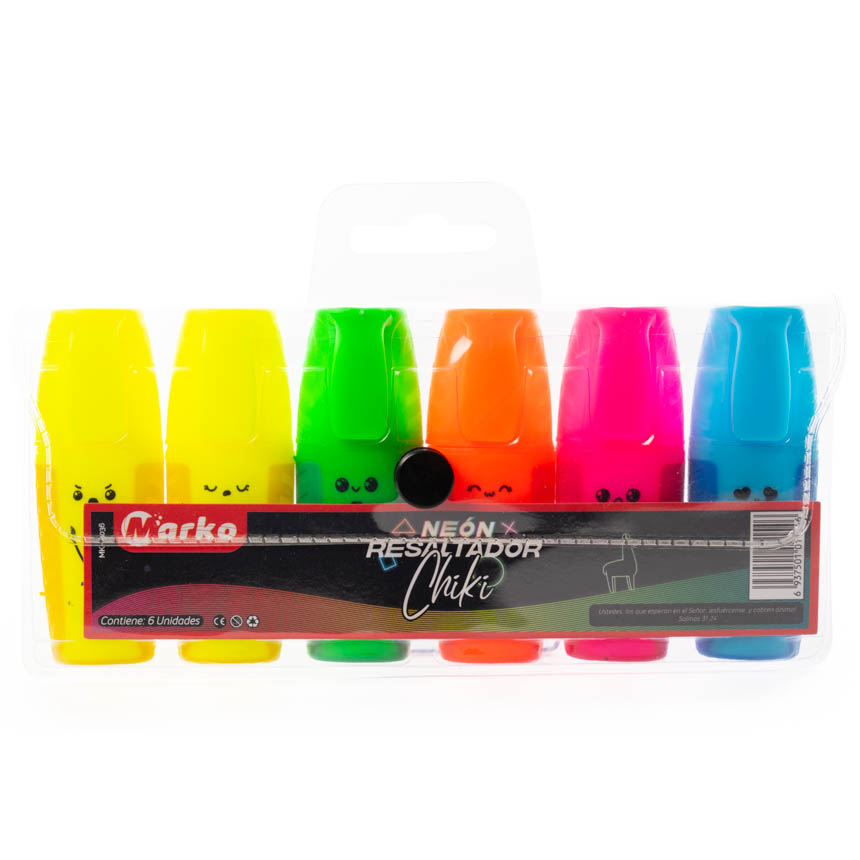 Resaltador Marko de 6 colores Neon