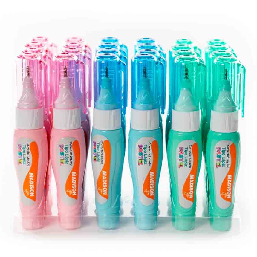 Corrector Liquido Madison Tipo Lapiz Pastel 24u