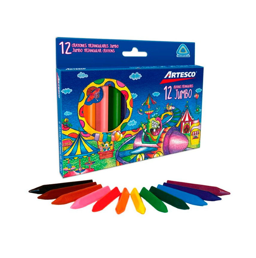 Crayon jumbo triagulares Artesco 12 Colores