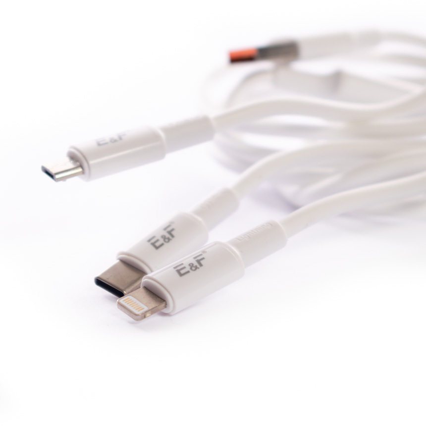 Cable 3 en 1 Cable Tejido metalico Puntas Reforzado Metalico Longitud 120cm Salida 2 Micro +1 Iphone