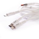 Cable 3 en 1 Cable Tejido metalico Puntas Reforzado Metalico Longitud 120cm Salida 2 Micro +1 Iphone