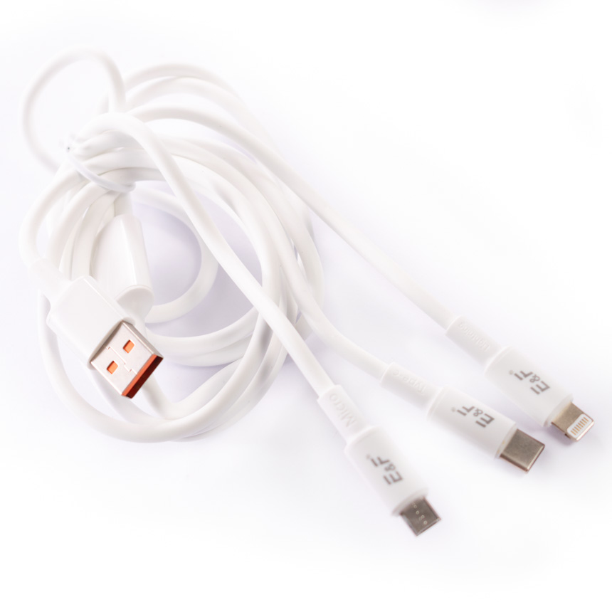 Cable 3 en 1 Cable Tejido metalico Puntas Reforzado Metalico Longitud 120cm Salida 2 Micro +1 Iphone
