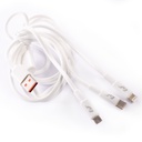 Cable 3 en 1 Cable Tejido metalico Puntas Reforzado Metalico Longitud 120cm Salida 2 Micro +1 Iphone