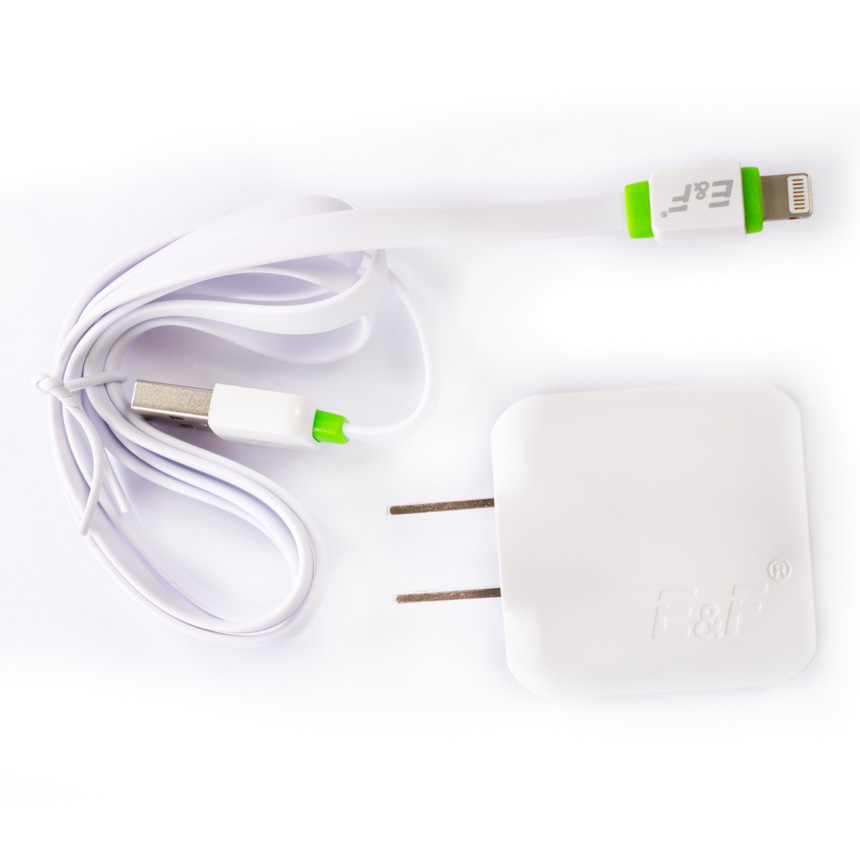 Cargador Iphone Puerto USB 2 Entrada AC100-240V(50-60HZ) Salida  5V=2.4A Tecnologia Auto-ID Power Max (12W)+Cable Plano