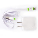 Cargador Iphone Puerto USB 2 Entrada AC100-240V(50-60HZ) Salida  5V=2.4A Tecnologia Auto-ID Power Max (12W)+Cable Plano