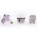 Cargador Puerto Micro V8 USB 1 Entrada AC100-240V(50-60HZ) Salida 3.6v-6v=3.1A 6v-9v=2A 9v-12v=1.5A Power Max (18W) Pin Plano+Adaptador Pin Redondo