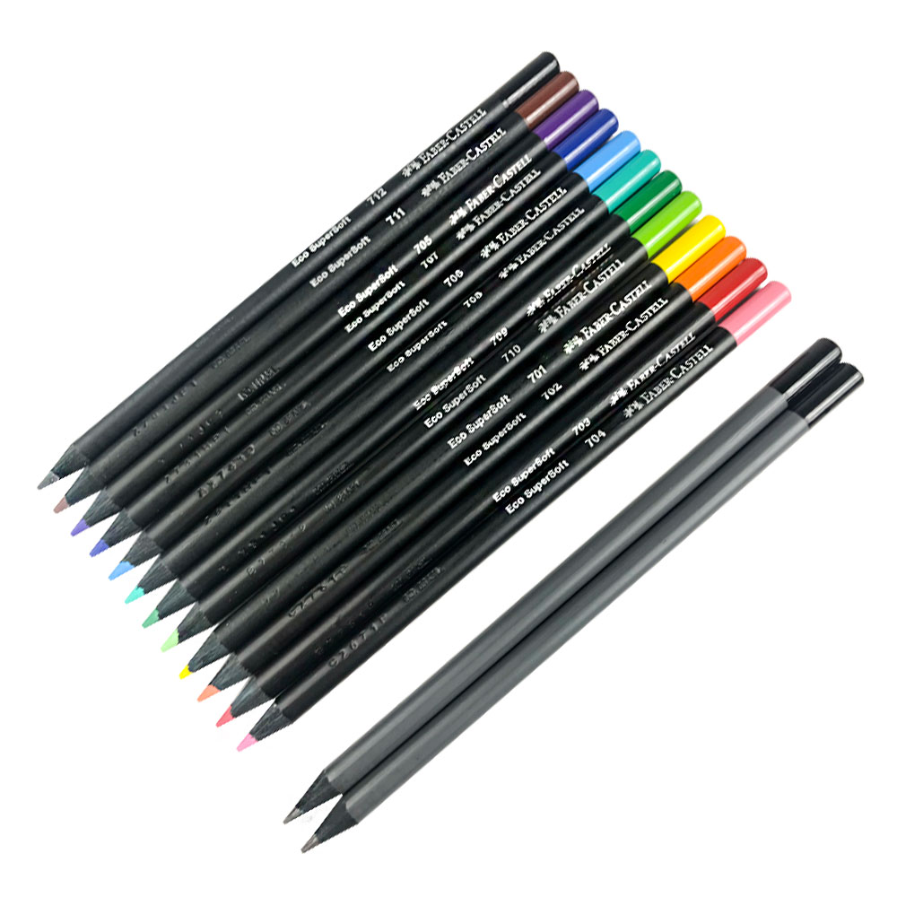 Lápices de Colores Faber Castell Super Soft + 2 Grafitos 12 Colores Y05397