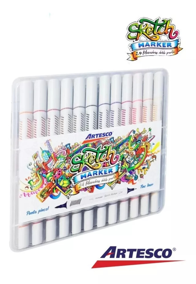 Marcador Artesco SKETCH en Estuche Rigido de 24 colores