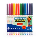 Marcador escolar estuche rigido Benma 12 colores