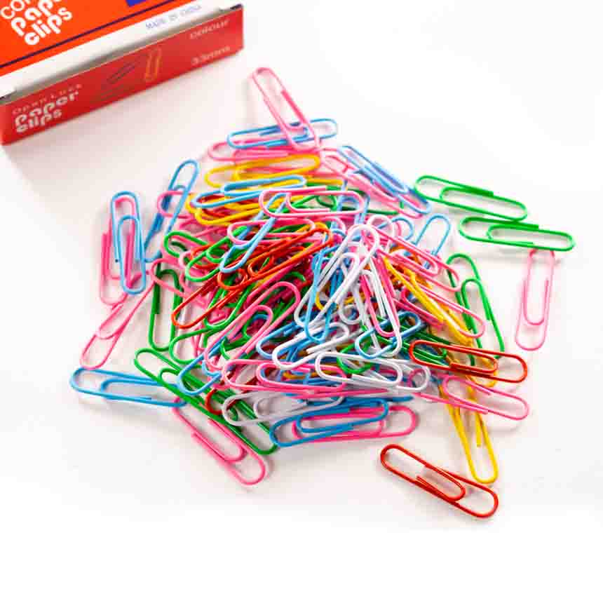 Clips metalico forrado con plastico de colores 33mm, 10x100pcs