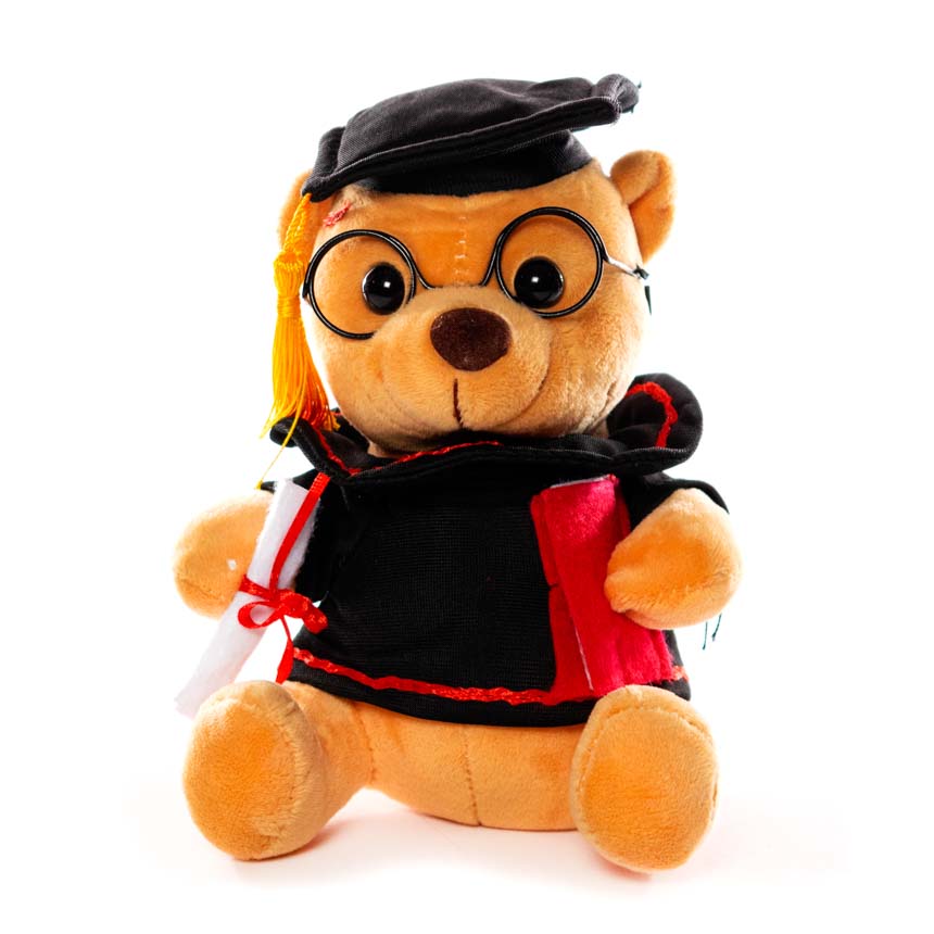 Peluche - osito sentado de graduacion con birrete, altura de 15cm