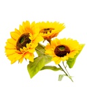 Flor - ramo de 3 girasoles, largo 93 cm, 1 corola 17 cm y 2 corolas de 15cm
