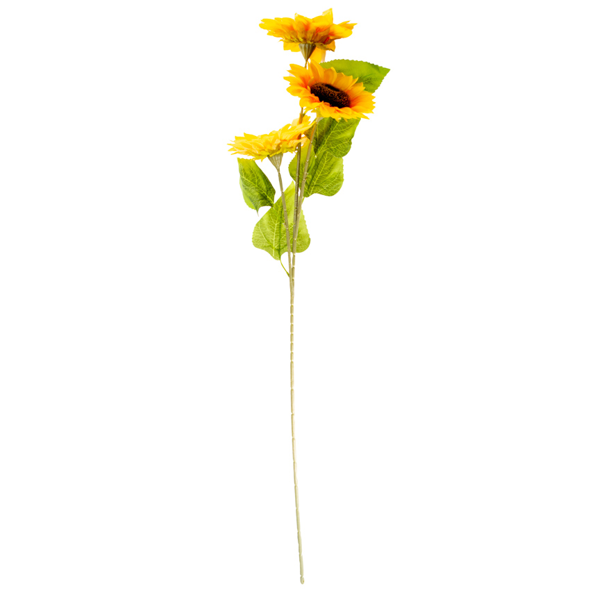 Flor - ramo de 3 girasoles, largo 93 cm, 1 corola 17 cm y 2 corolas de 15cm