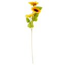 Flor - ramo de 3 girasoles, largo 93 cm, 1 corola 17 cm y 2 corolas de 15cm