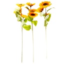 Flor - ramo de 3 girasoles, largo 93 cm, 1 corola 17 cm y 2 corolas de 15cm