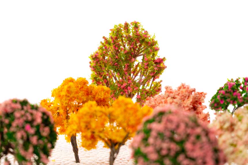 Maqueteria arbolitos frutales de plastico realistas