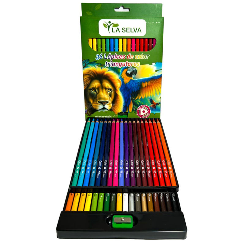 Color largo triangular 4mm La Selva de 36 colores + tajador