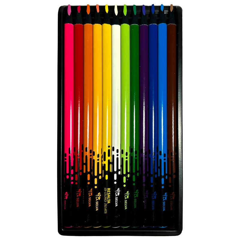 Color largo triangular 3mm para superficies oscuras La Selva de 12 colores + tajador
