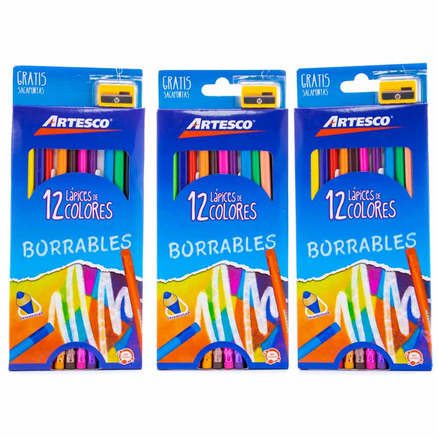 Color Largo Artesco Borrable de 12 Colores