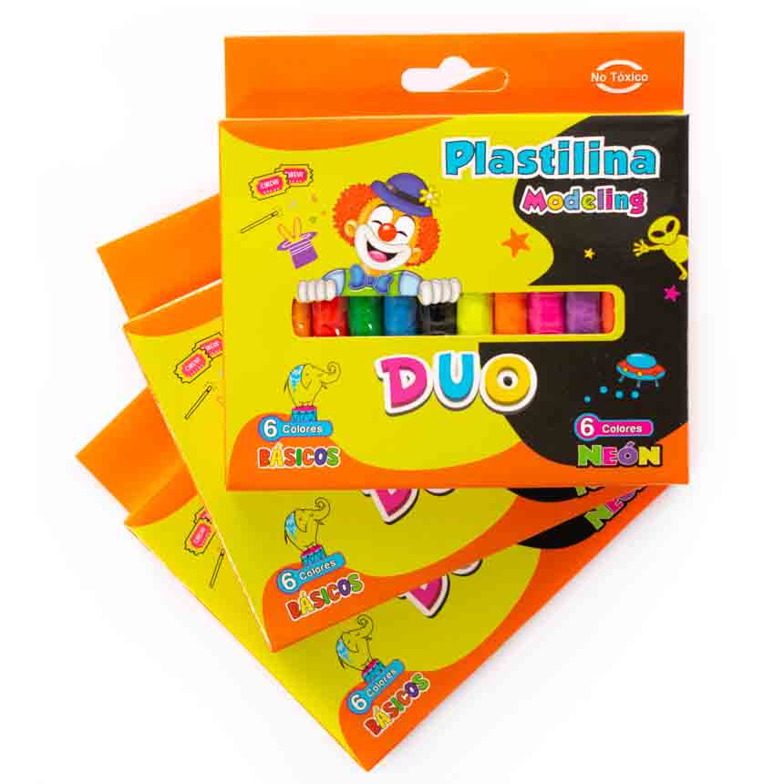 Plastilina modeling DUO 6 colores neones Madison 12 colores