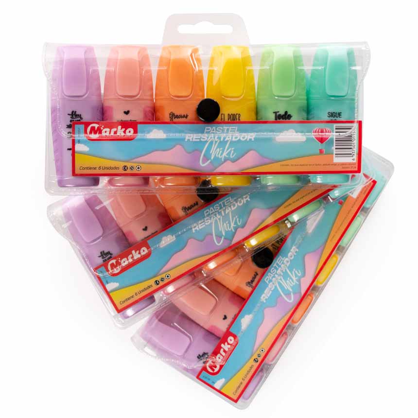 Resaltador Marko de 6 colores Pastel