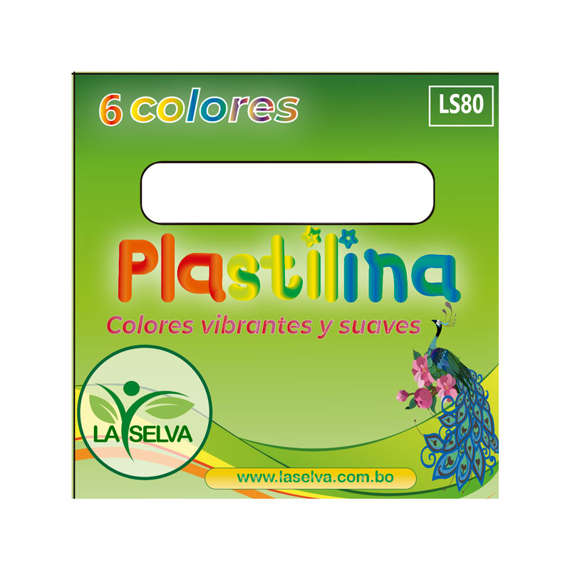 Plastilina de 80g pequeñoLa Selva 6 colores