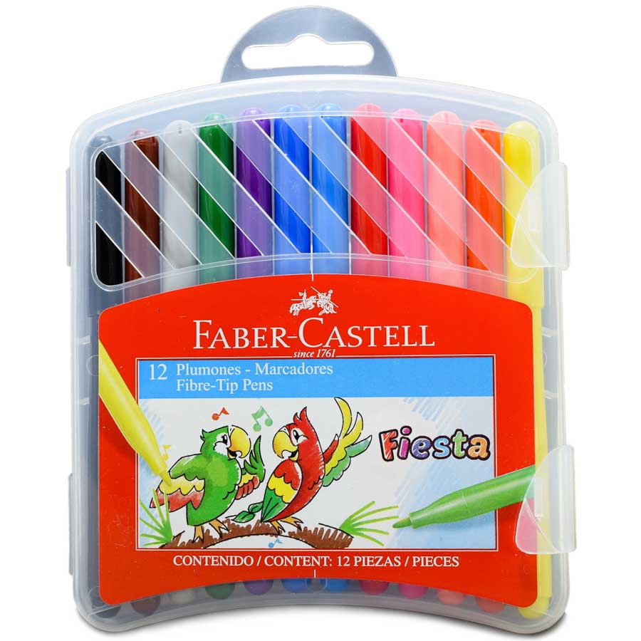 Marcador fiesta estuche rigido Faber Castell 12 colores