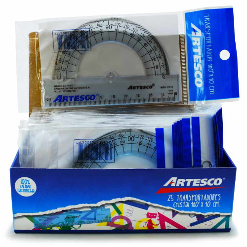 Transportador Artesco 180°x10CM de 25pcs