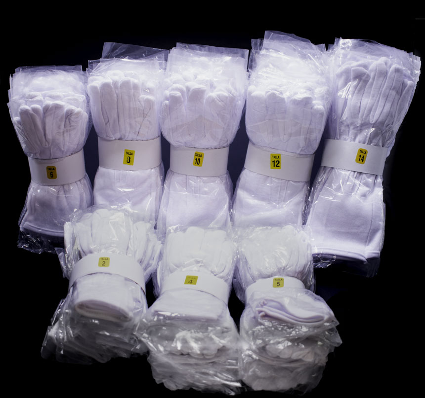 Guantes blanco artesanal para desfile civico 12pcs