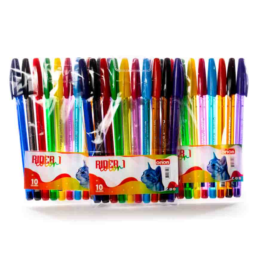 Boligrafo de colores RIDER Orion estuche 10 colores