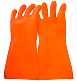 Guantes de Goma para Lavar Taiwan 1ra Naranja 8 1/2 DOC