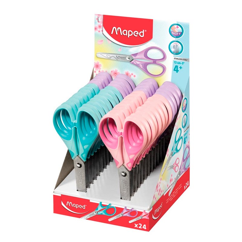 Tijeras punta roma de 13 cm colores pasteles Maped