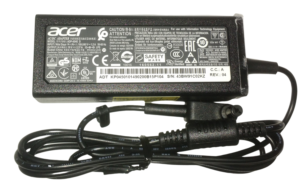 Cargador para Laptop ACER 19V 2.37A Generica A1 5.5*1.7mm 45W