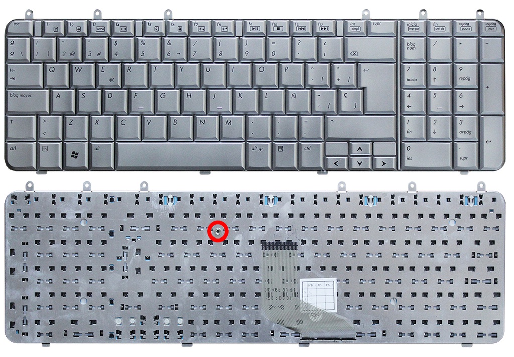 Teclado para Laptop Español HP DV7-1000 Plateado Numerico