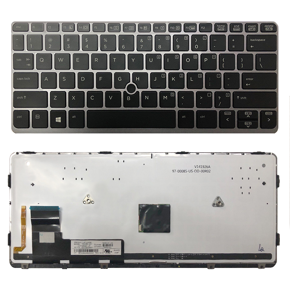 Teclado para Laptop Español HP 820 G1 Iluminado Frame Plateado No Numerico