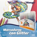 Marcador con glitter o brillo Mango de 12 colores