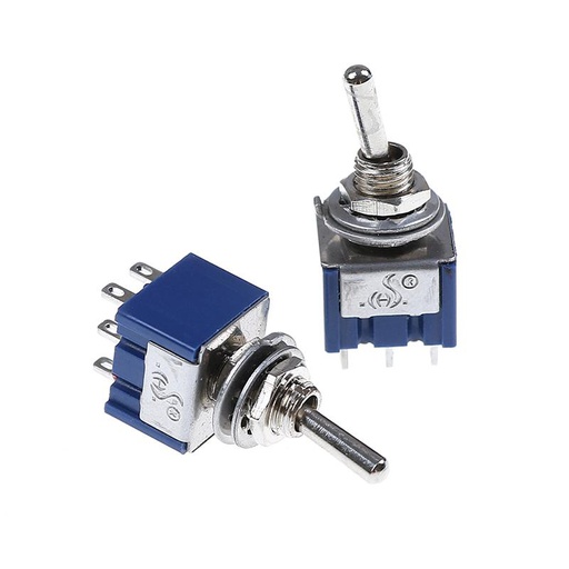 Toggle Switch ON-OF Azul Metalico De 6 Pines