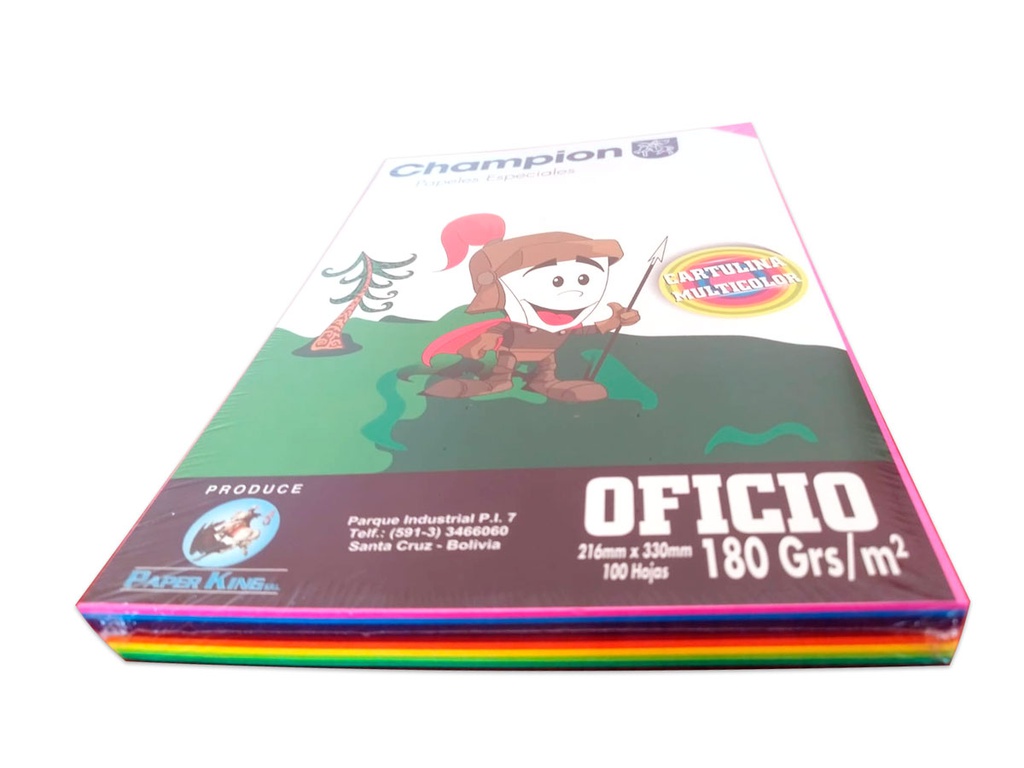 Cartulina de 10 colores intensos de 180gr. 100hjs OFICIO