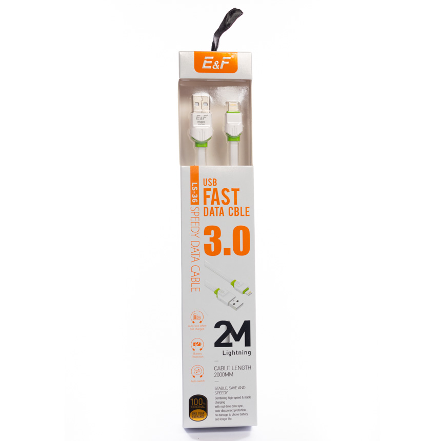 Cable Iphone Carga Rápida Qualcom 3.0 Transferencia de Datos Cable Plano Engomado Reforzado Longitud 1m