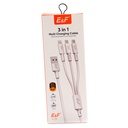Cable 3 en 1 Cable Tejido metalico Puntas Reforzado Metalico Longitud 120cm Salida 2 Micro +1 Iphone