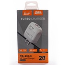 Cargador Tipo C 2 Puertos USB Salida QC 3.0 : 5v=3A 9v=2A, 12v=1.5A Power Max (20W)