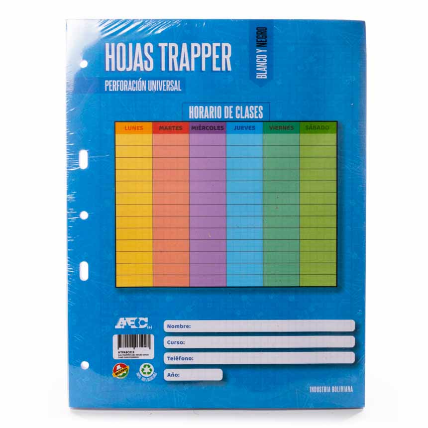 Hojas Traper ABC Negro Perforacion universal (5 huecos) 200h