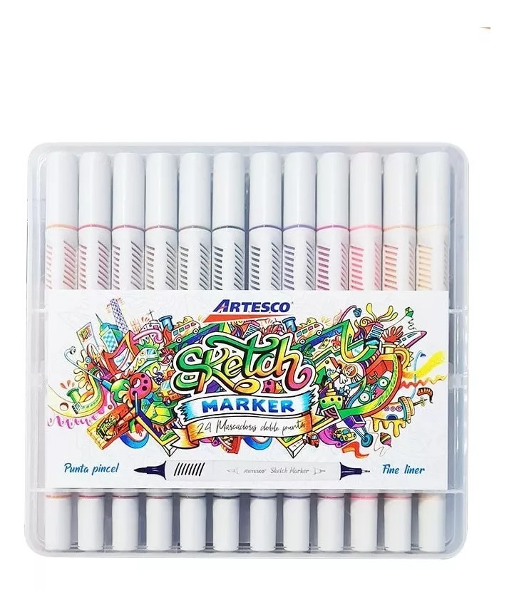 Marcador Artesco SKETCH en Estuche Rigido de 24 colores