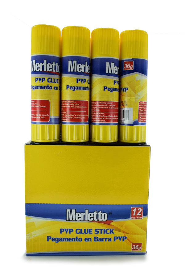 Pegamento en barra Merletto 36 gr de 12u