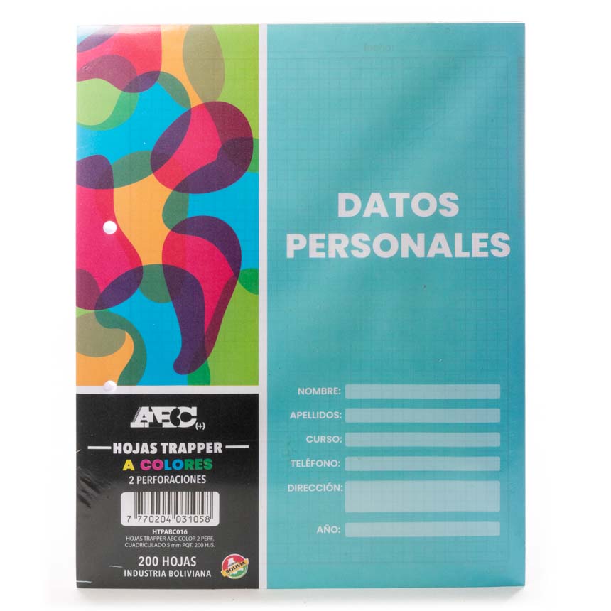 Hojas Traper ABC colores 2 perforaciones 200hjs