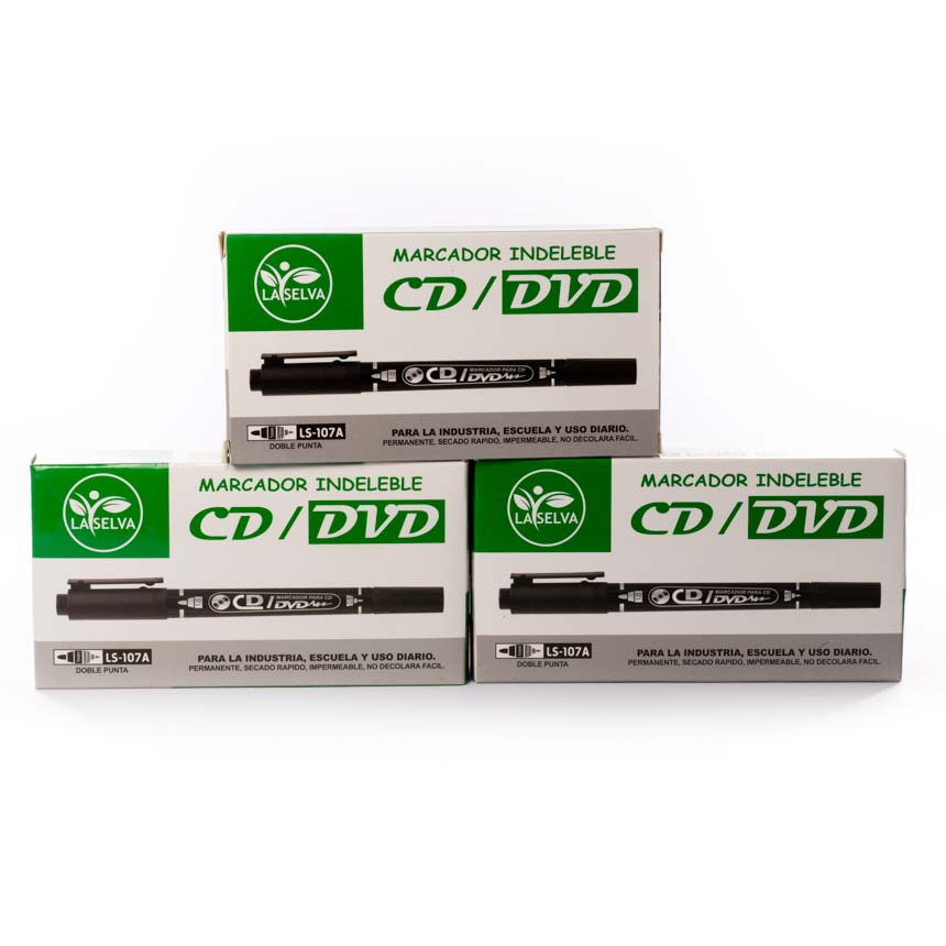 Marcador Indeleble Doble Punta La Selva para CD/DVD de 12u